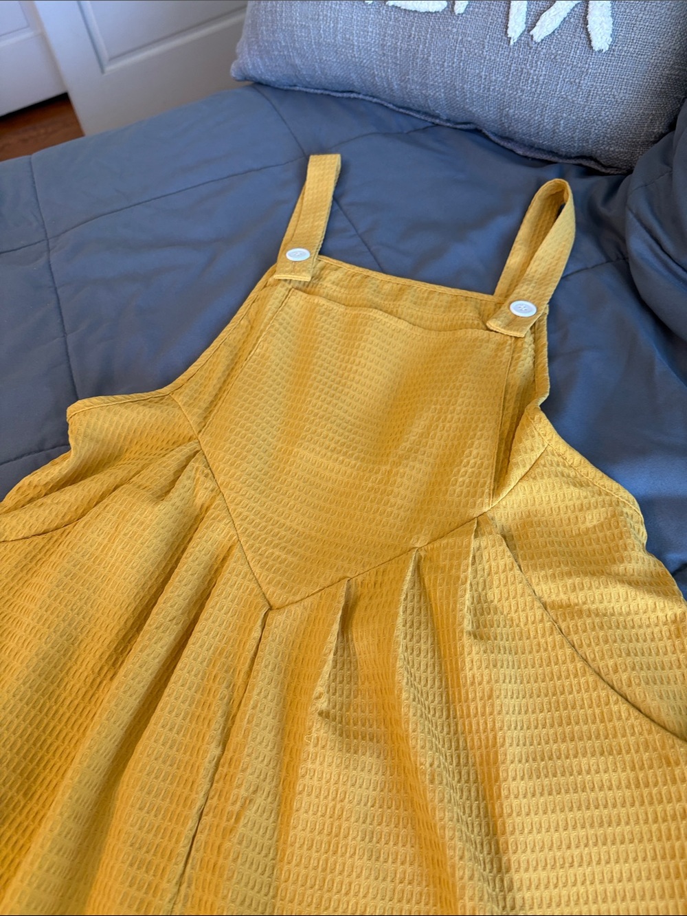 SHEIN Mustard Wide-Leg Linen Blend Overalls Jumpsuit - Picture 6 of 12